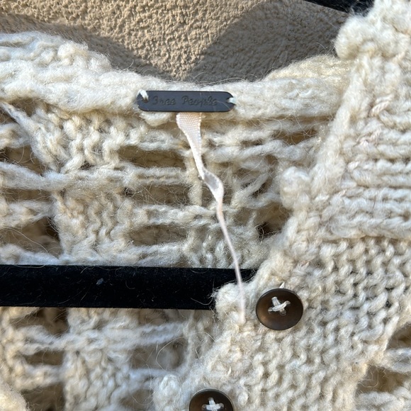 Free People 🔥 Hooded Knitted Sweater Button Up Chest Crew Neck Boho Sz S - Picture 6 of 11